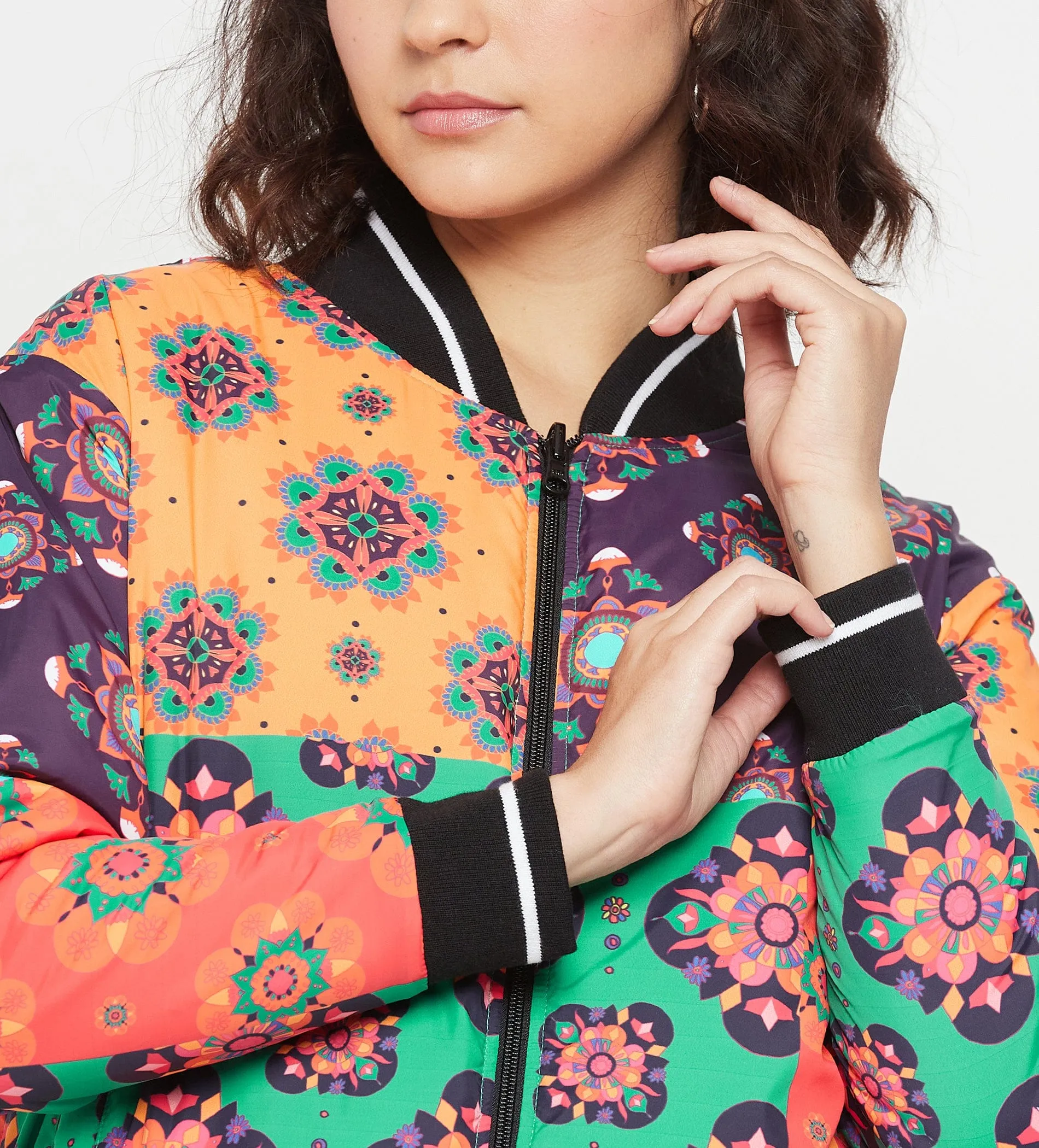 Multicolor Printed Reversible Jacket for Women