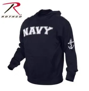 Navy Embroidered Pullover Hoodie