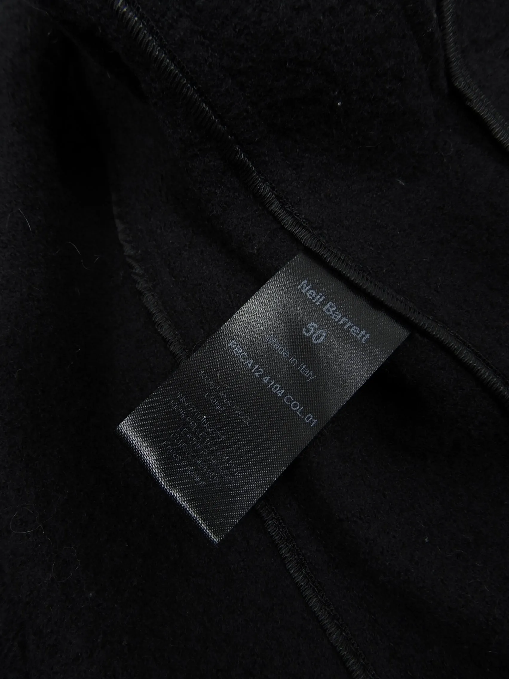 Neil Barrett Black Wool Peacoat Size 50