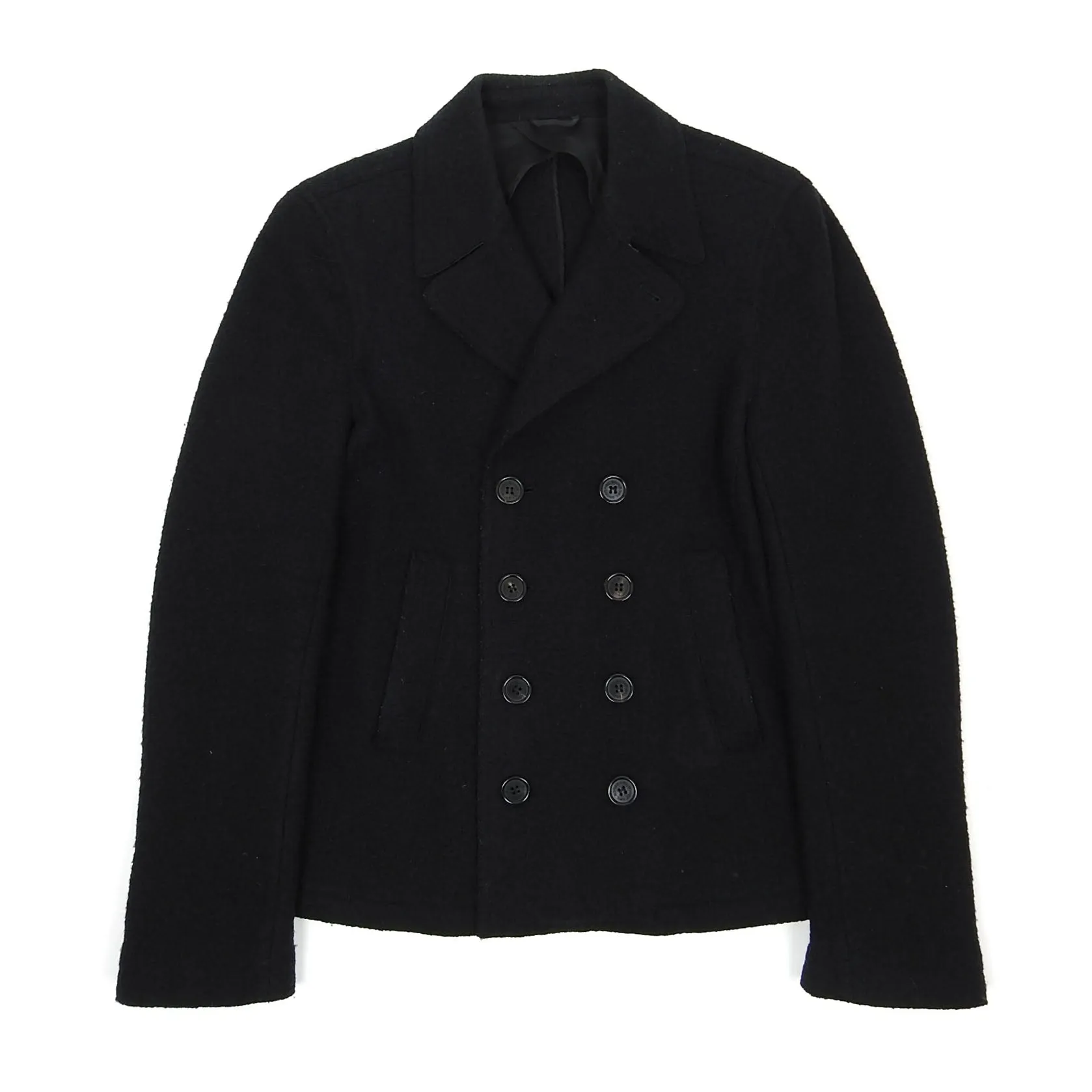 Neil Barrett Black Wool Peacoat Size 50