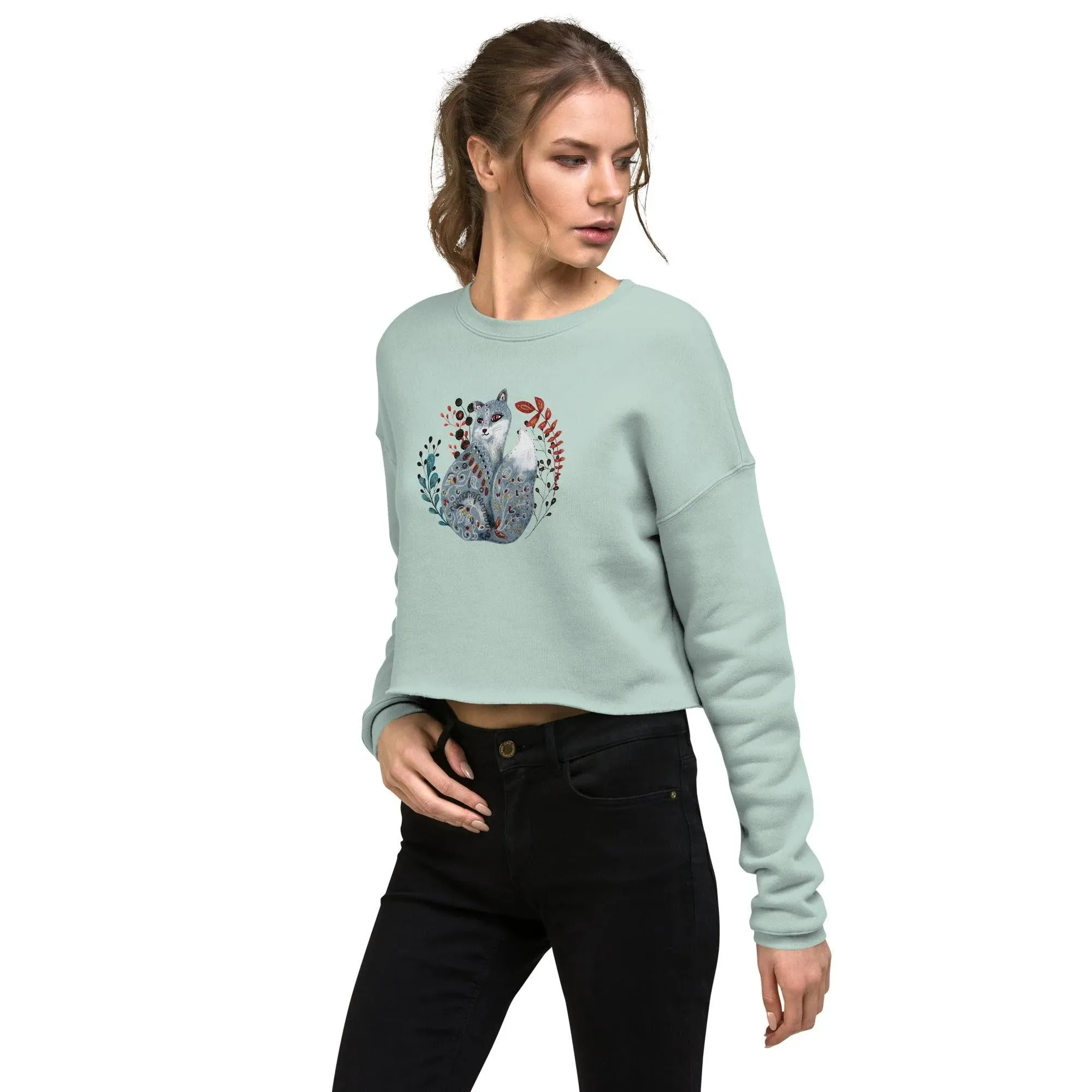 Nordic Winter Cropped Sweatshirt - Fox