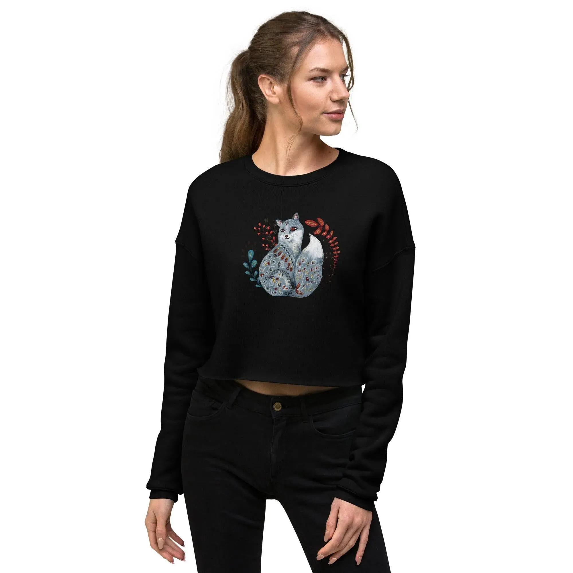 Nordic Winter Cropped Sweatshirt - Fox