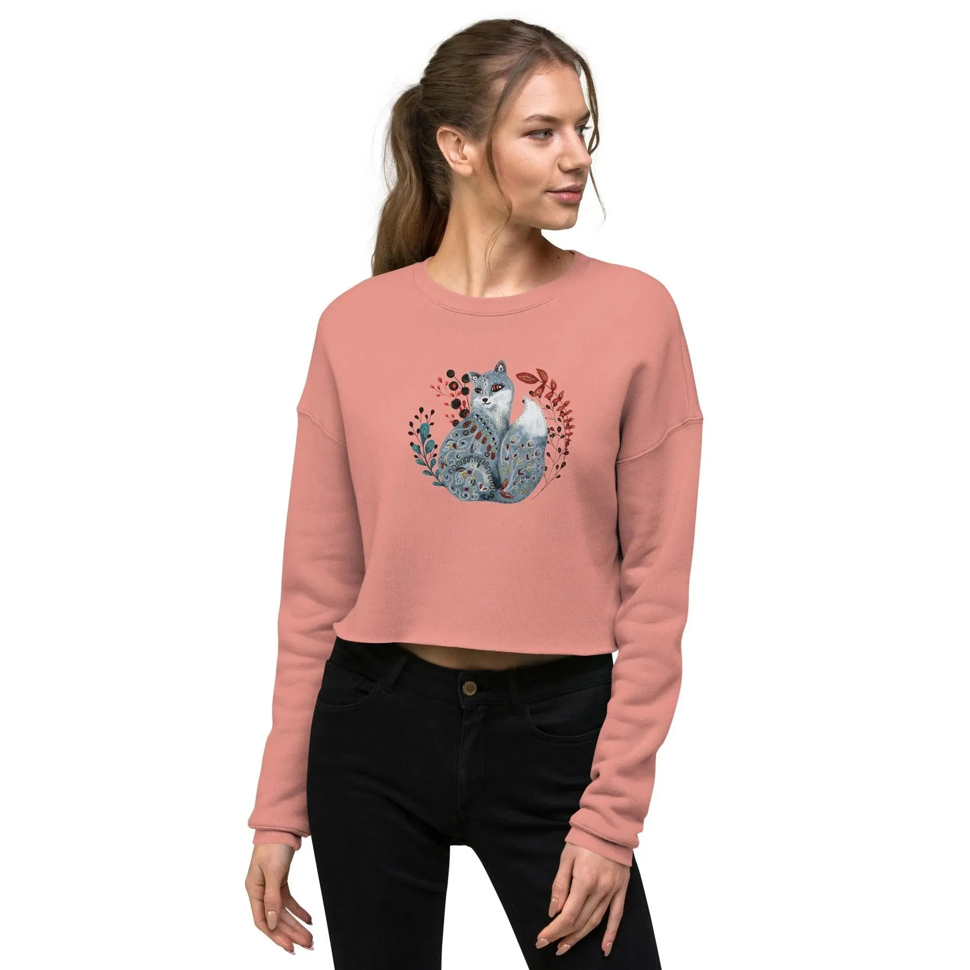 Nordic Winter Cropped Sweatshirt - Fox