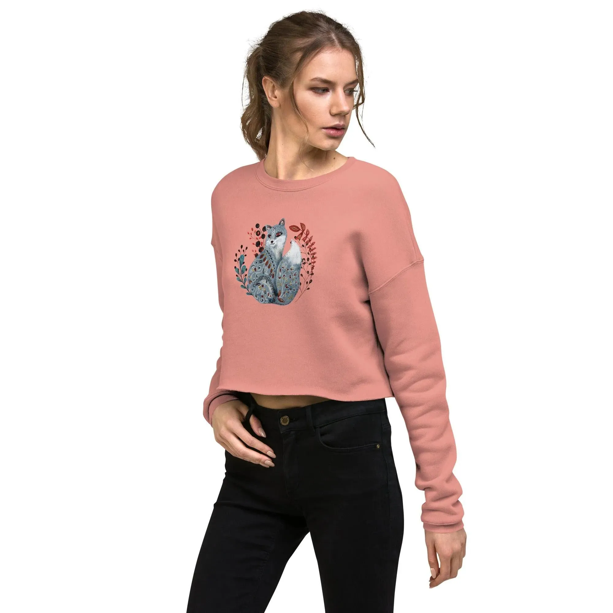 Nordic Winter Cropped Sweatshirt - Fox