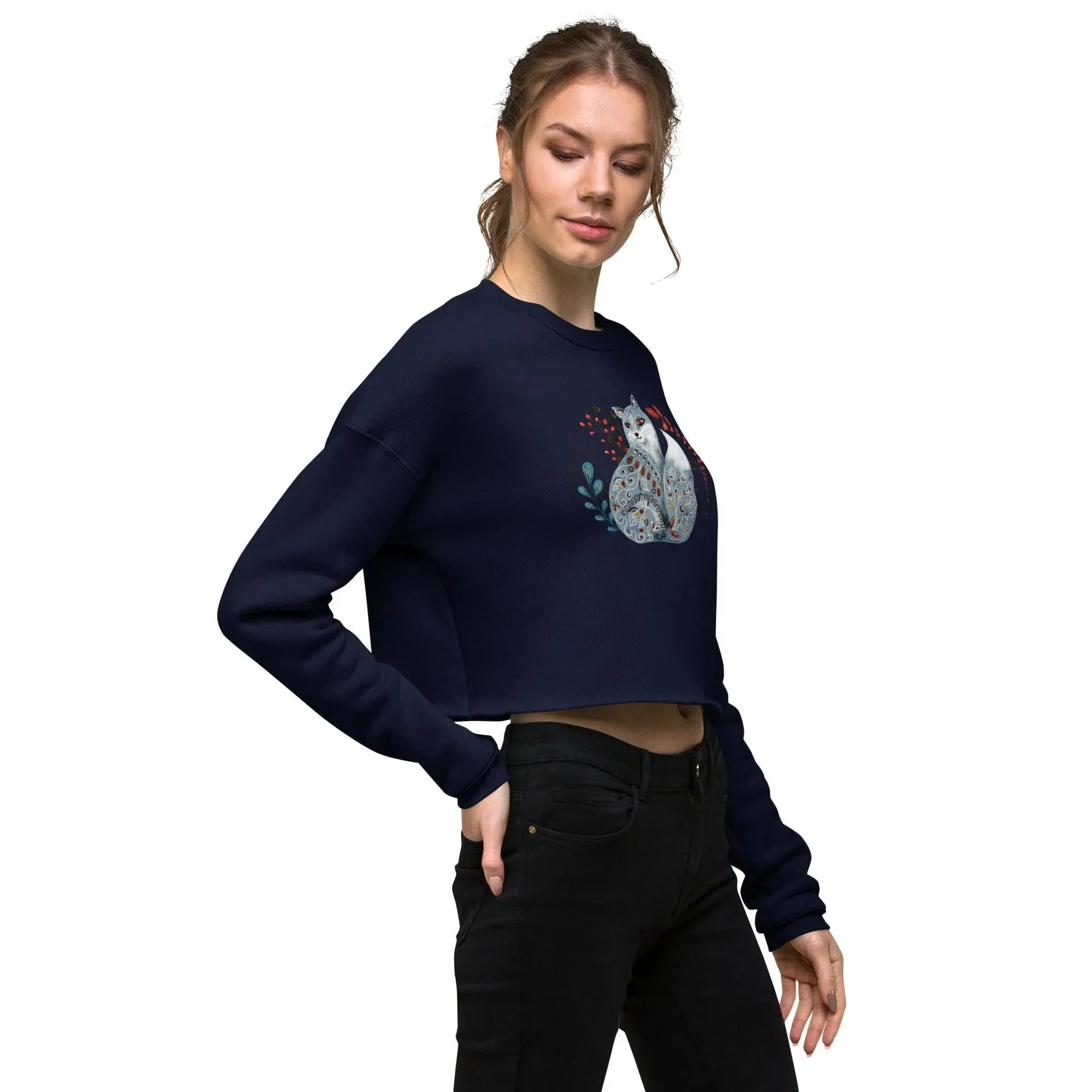 Nordic Winter Cropped Sweatshirt - Fox