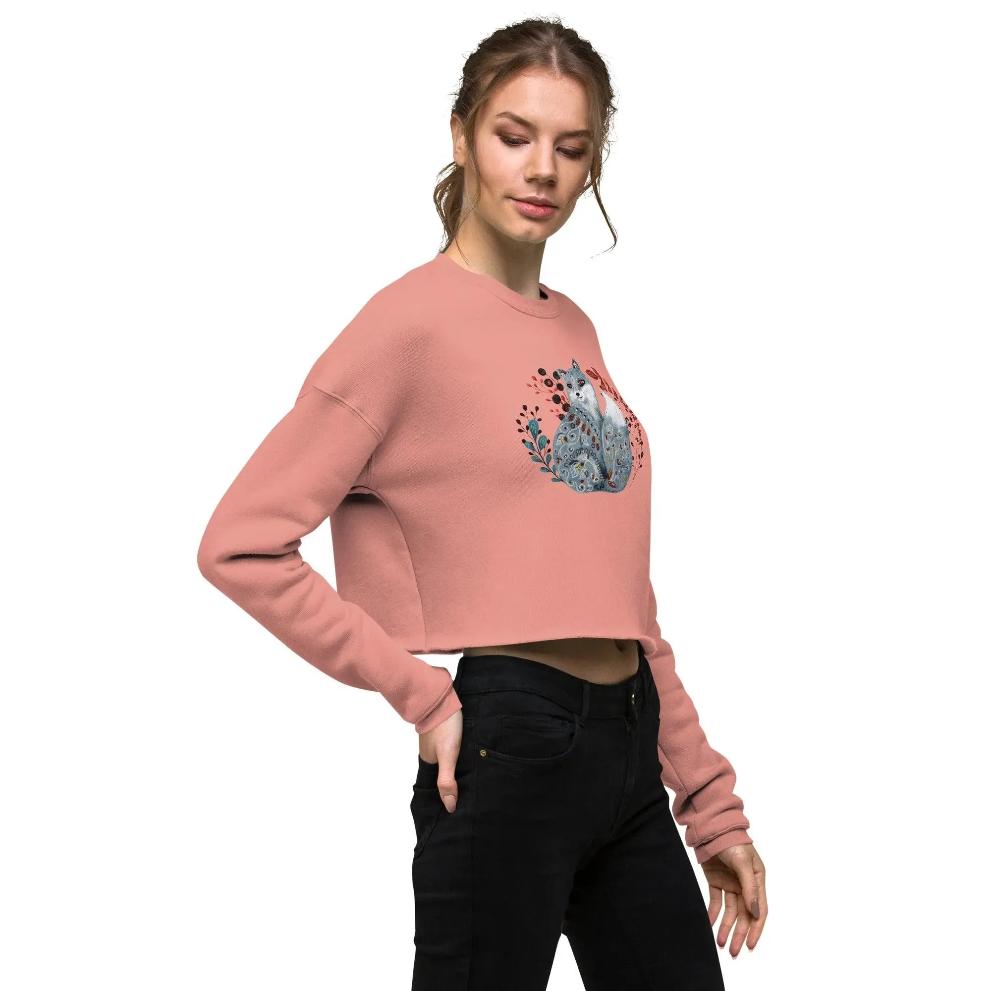 Nordic Winter Cropped Sweatshirt - Fox