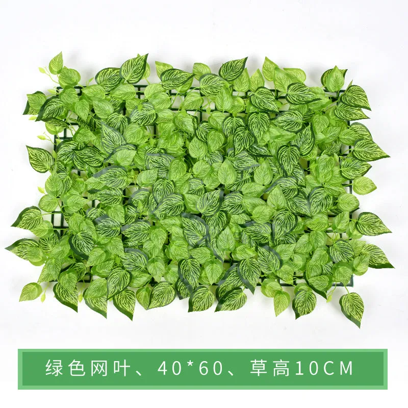 Plastic Imitate Leaves Lawn Simulation Plant Wall Decorative Background Green Radish Field Green Landscape Grass