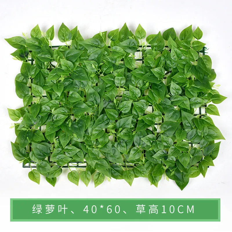 Plastic Imitate Leaves Lawn Simulation Plant Wall Decorative Background Green Radish Field Green Landscape Grass