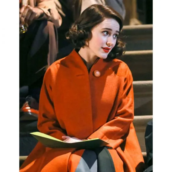 Rachel Brosnahan The Marvelous Mrs Maisel Orange Coat