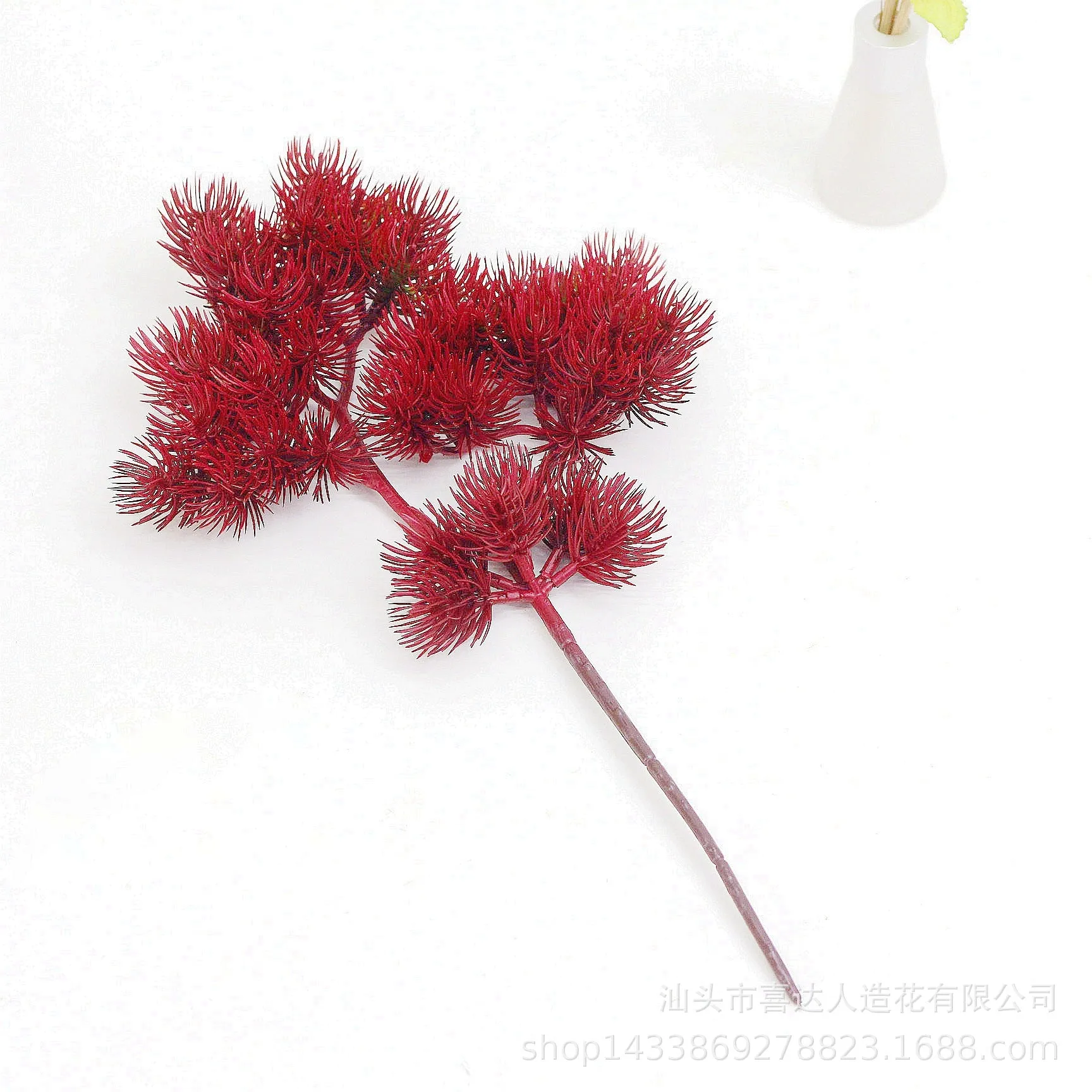 Red Artificial Plant Beauty Pine Tree Plastic Fake Green Plants 5PCS