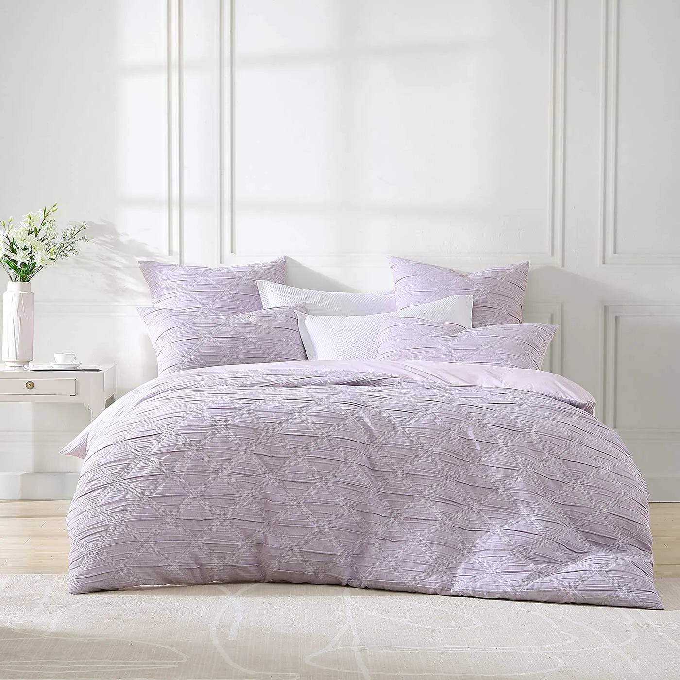 Reine Lilac Quilt Cover Set by Logan and Mason Platinum