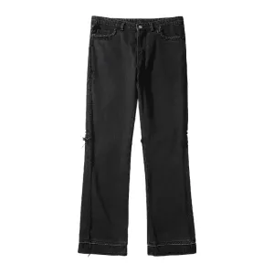 Relax fit deconstructed jeans with zipper cuff