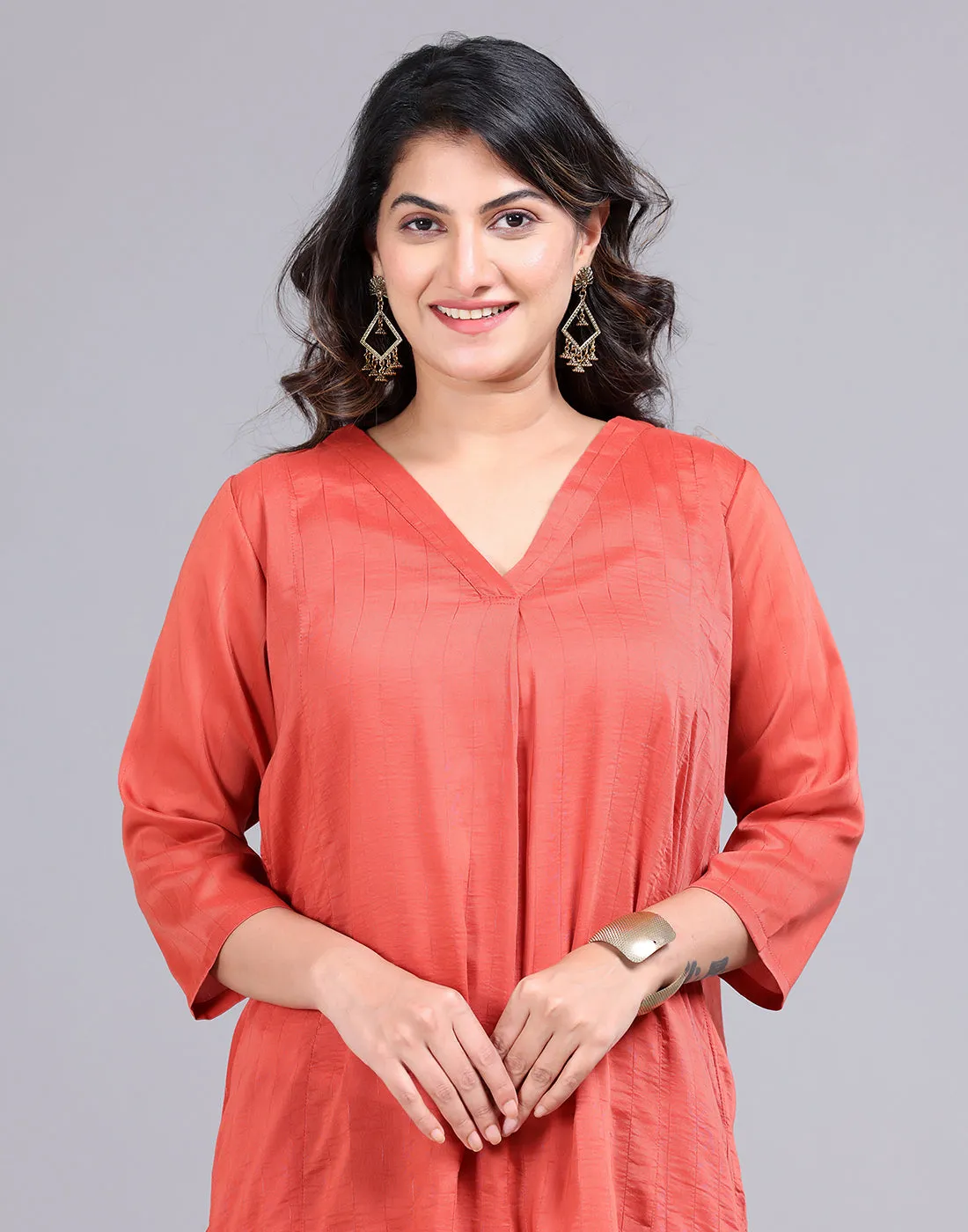 Rustic-Orange Glam Kurta Set