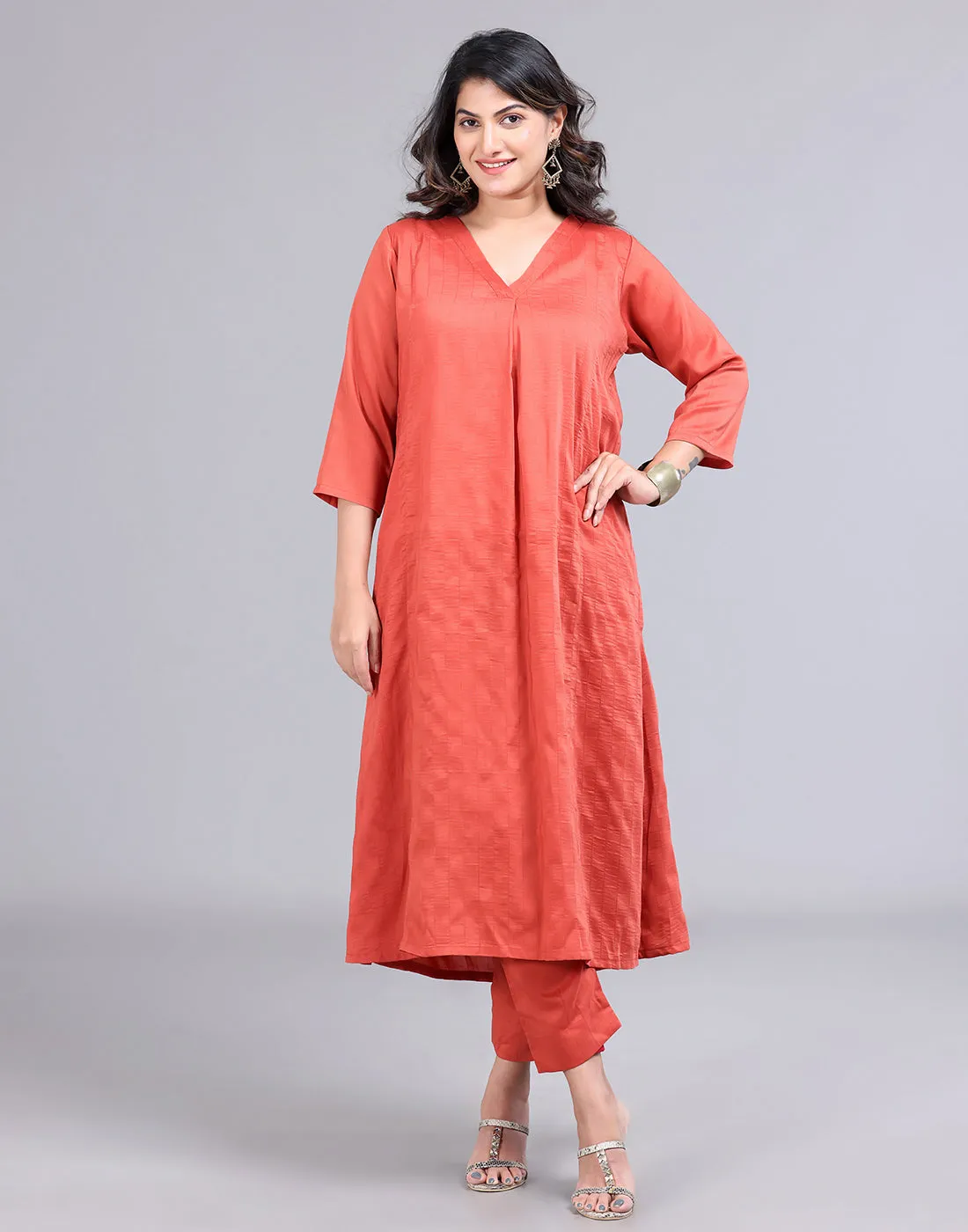 Rustic-Orange Glam Kurta Set