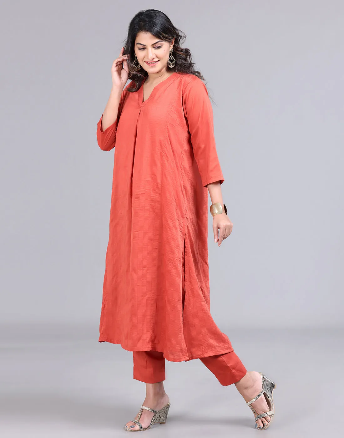 Rustic-Orange Glam Kurta Set