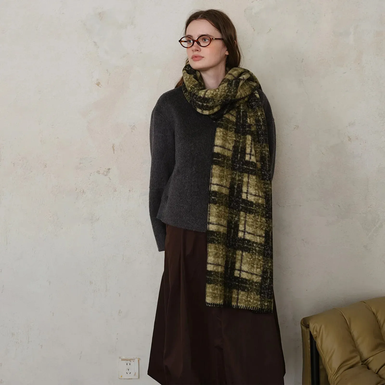 Scottish Woolen Plaid Scarf for Women - Autumn/Winter Shawl