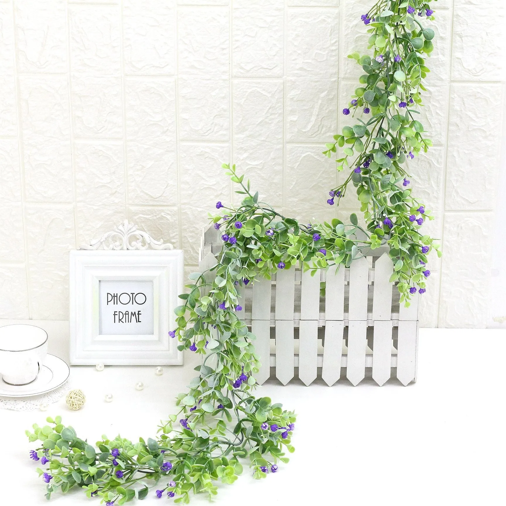 Simulation Rattan Eucalyptus Zamioculcas Leaves Plastic Plant Vine Winding Wall Hanging Planting Powder Wedding Home Decoration