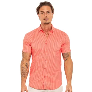 Striped Short Sleeve Shirt - Red