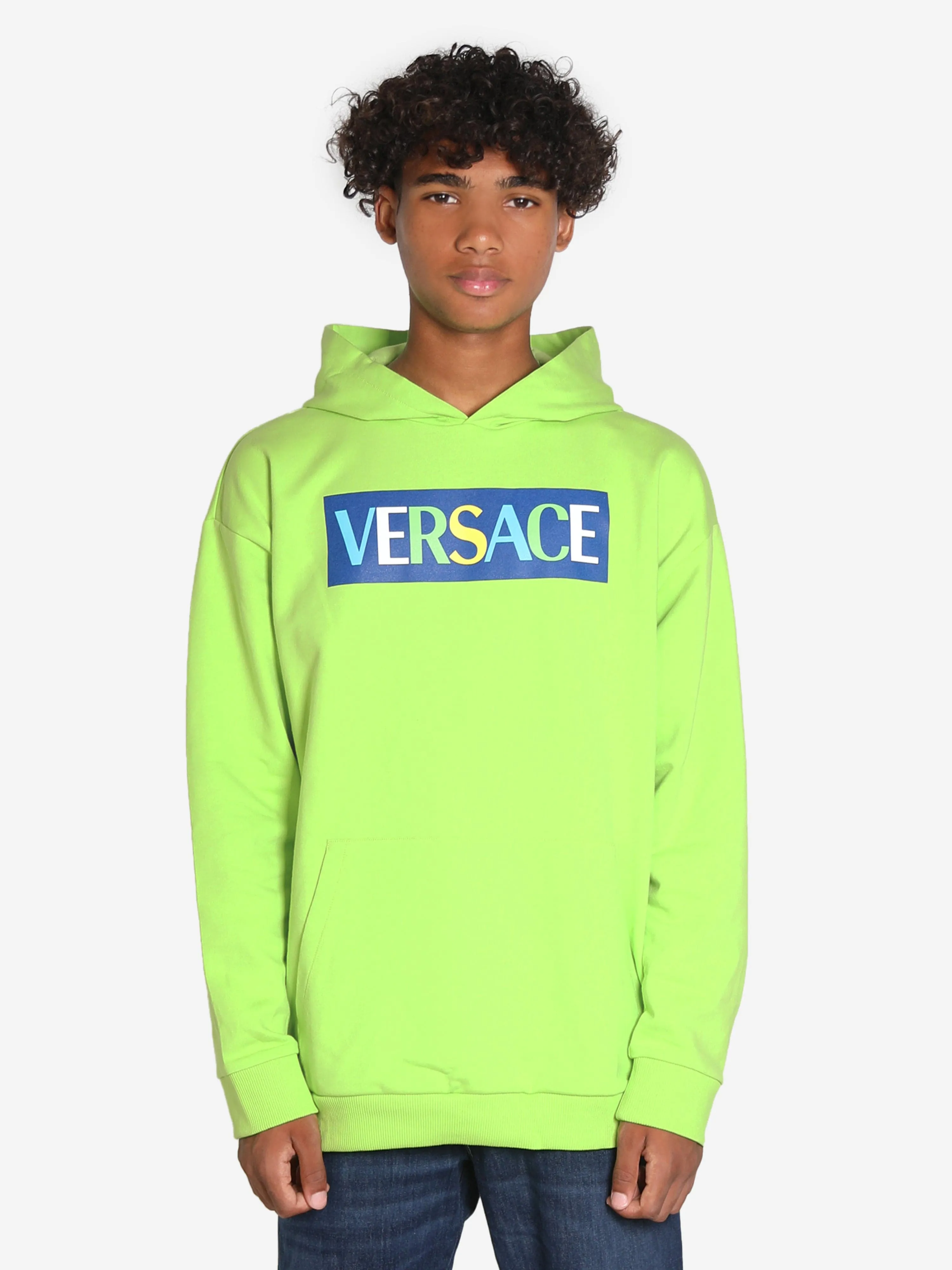 Versace Kids Logo Hoodie in Green