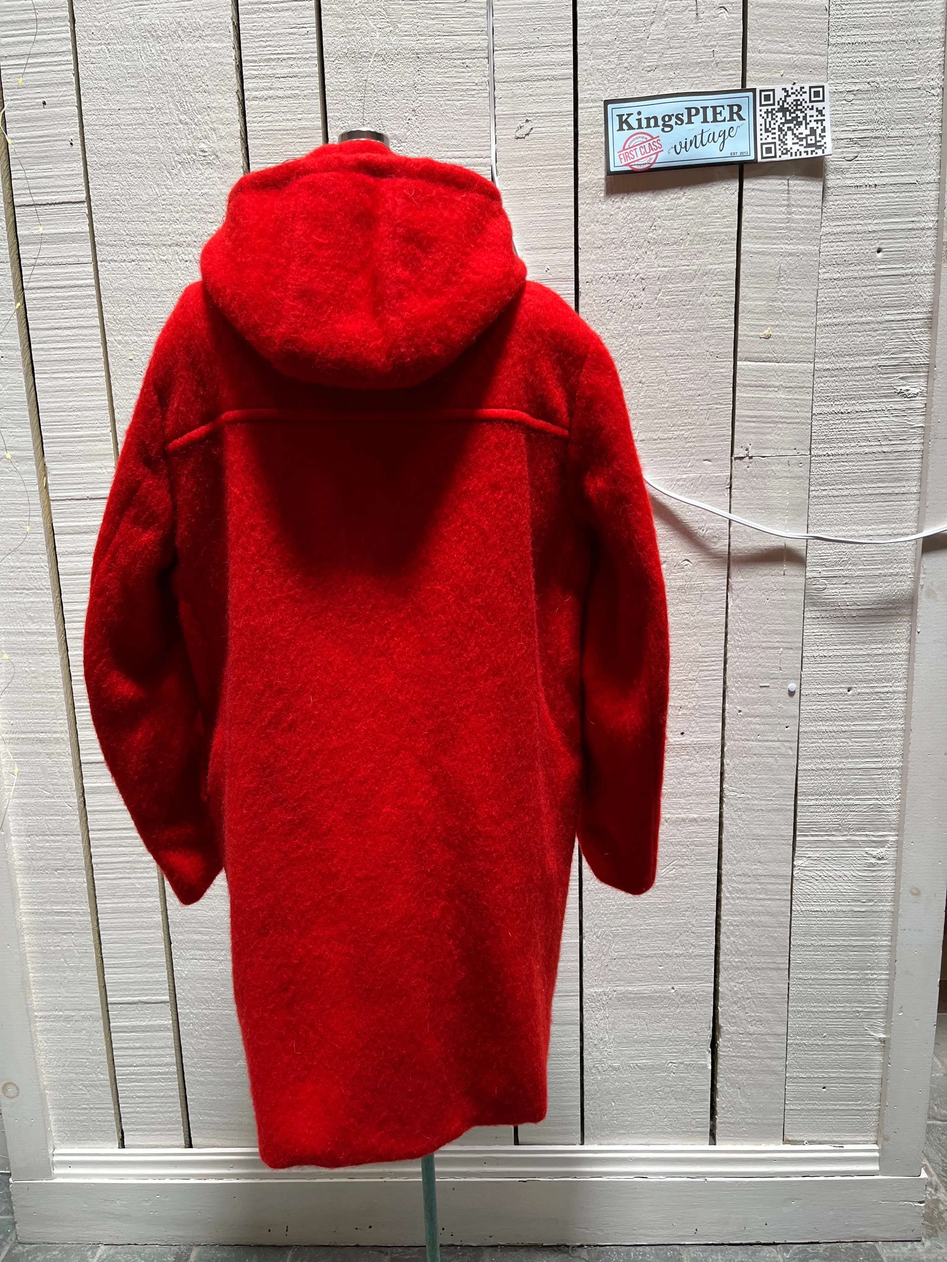 Vintage Hudson's Bay Company Red Point Blanket Duffle Coat with Hood, Made in Canada, NWOT Size Medium