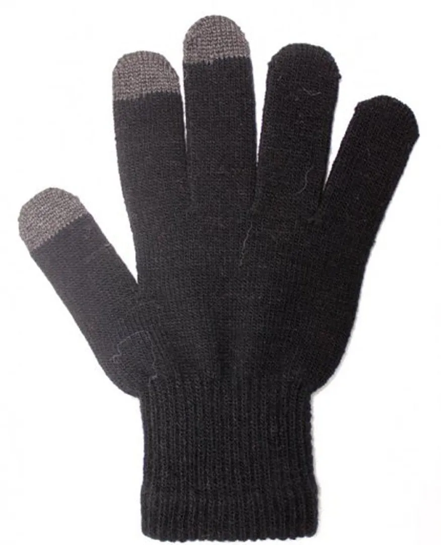 Warm and Snug Touch Screen Gloves-Black/Gray