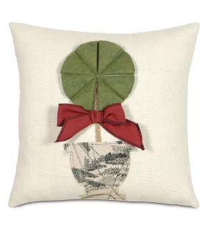 Winter Holiday Topiary Throw Pillow Cover 18x18