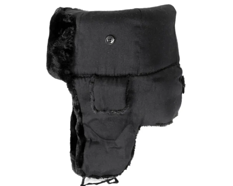 Winter Trapper Hat with Ear Flaps - Black