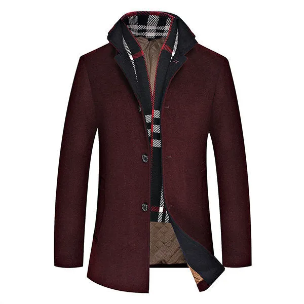 Wool Detachable Scarf Overcoat