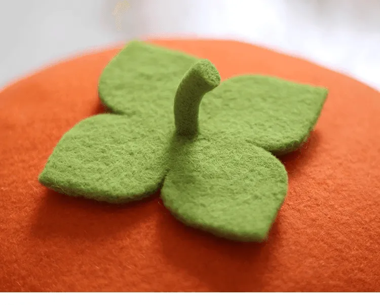 Wool Felt Persimmon Berets for Parent-Child Matching