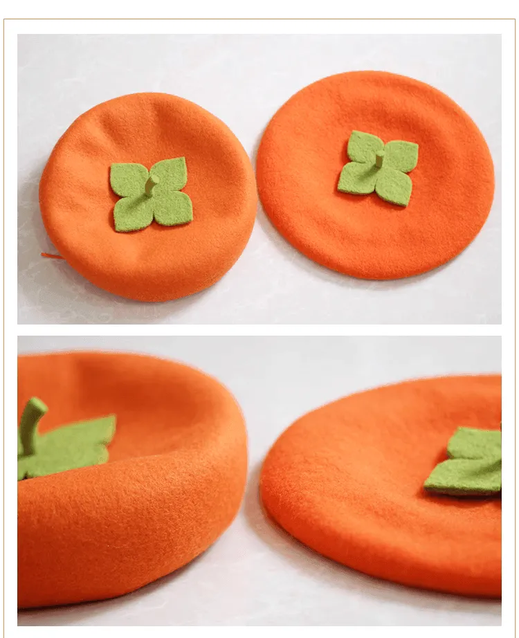 Wool Felt Persimmon Berets for Parent-Child Matching