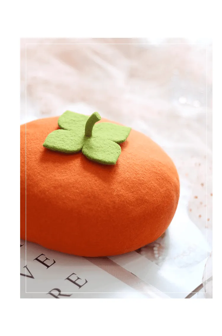 Wool Felt Persimmon Berets for Parent-Child Matching