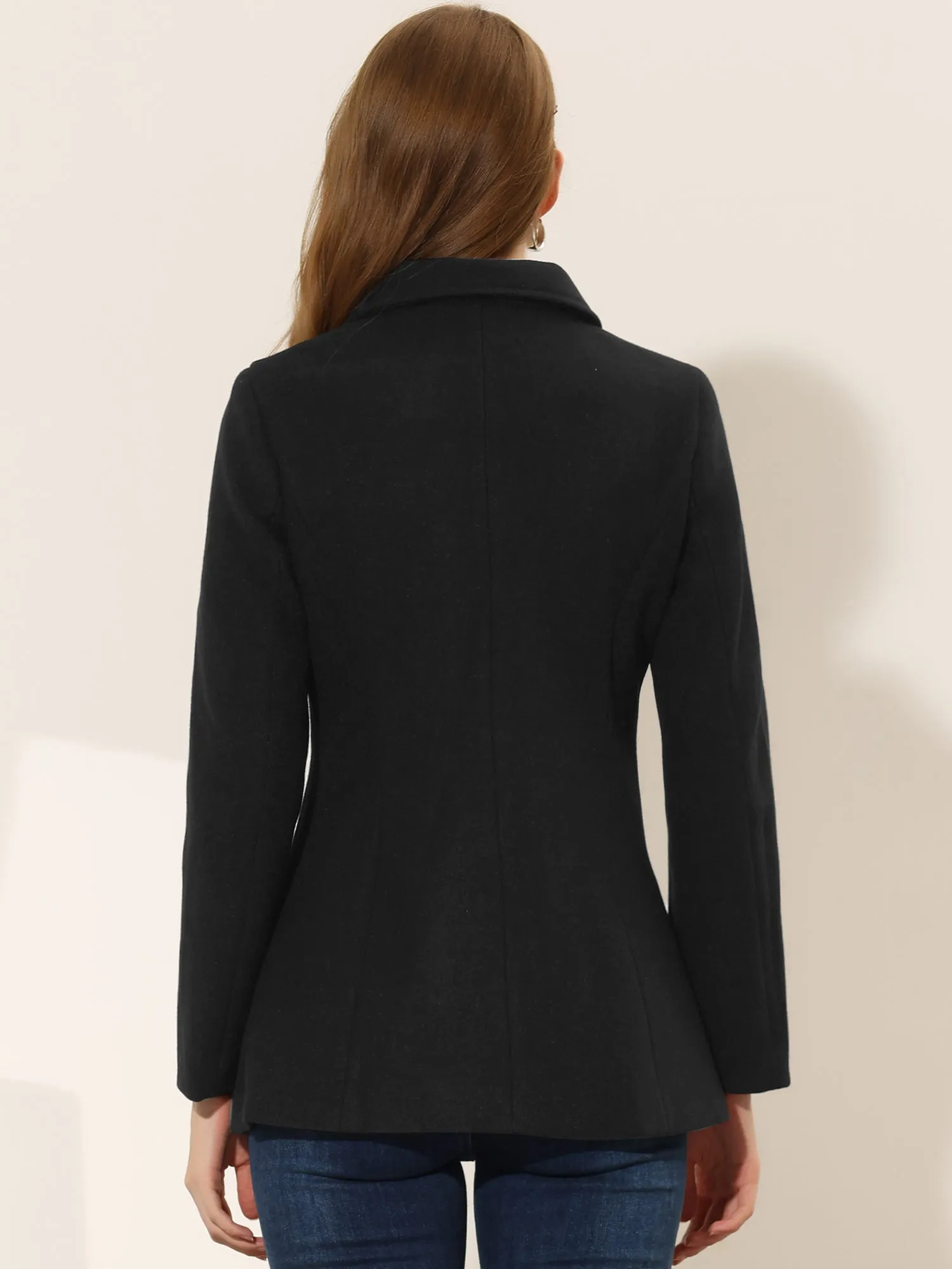 Work Office Winter Overcoat Single Breasted Point Collar Pea Coat